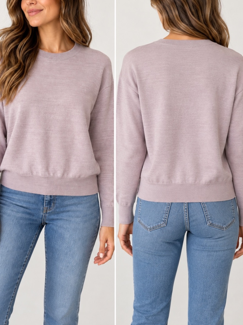 Theory Merino Wool Mauve Lightweight Crewneck Pullover Sweater